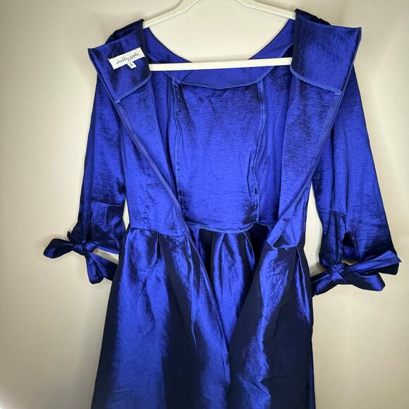 Shabby Apple Metallic Blue Nutcracker Dress Sz 4 Knee Length Bow Sleeves Retro - Picture 6 of 7